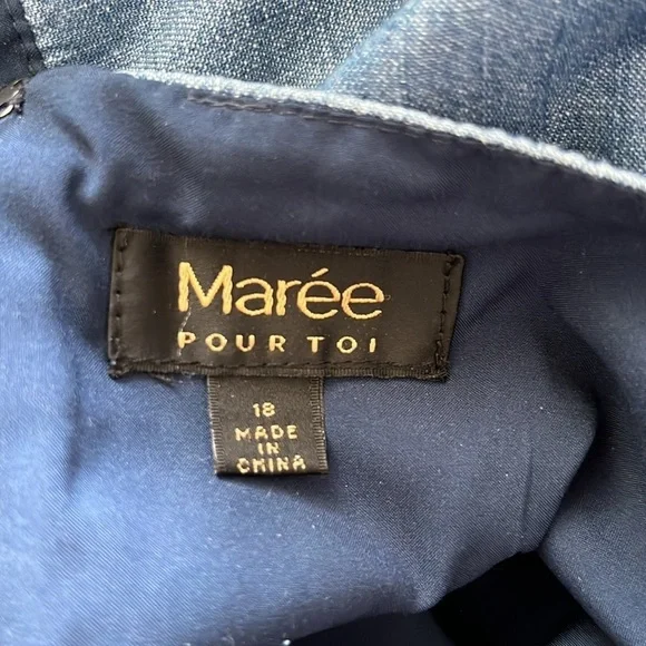 🆕Marée Pour Toi denim babydoll dress/short tie up sleeve/back zip/fit/flare👗 - Picture 6 of 6